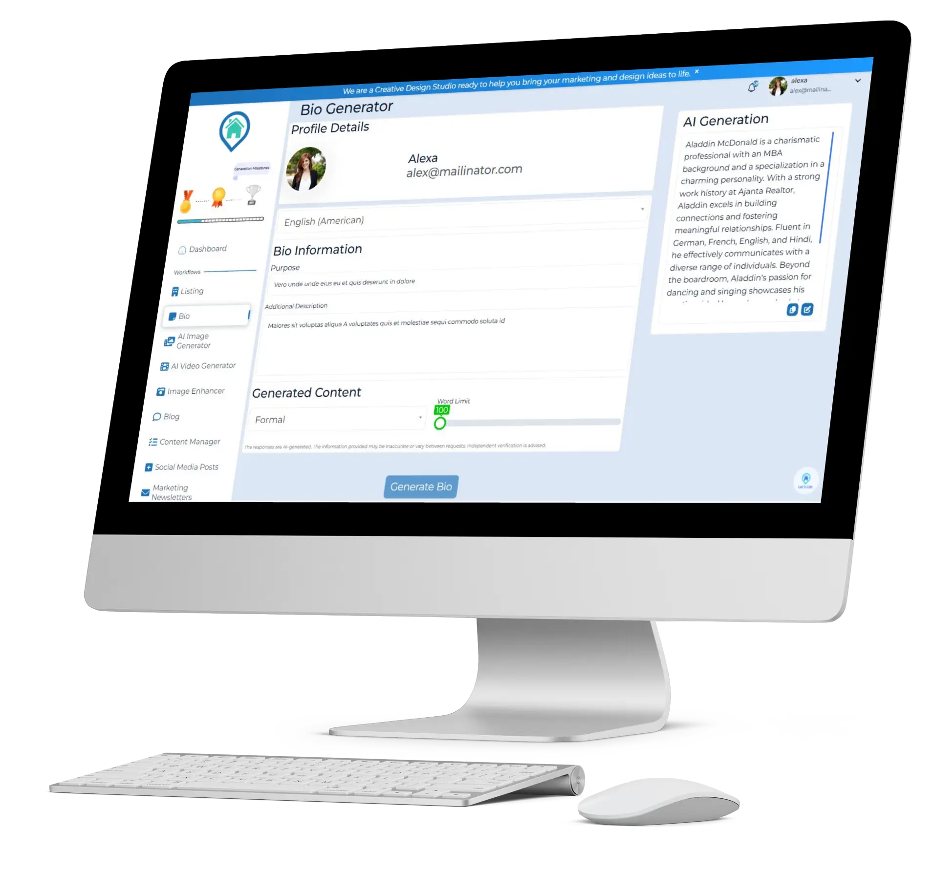 Real estate agent bio generator banner